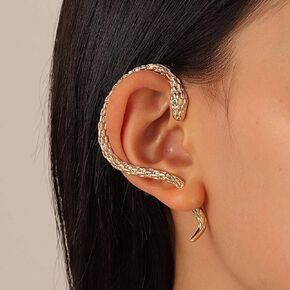 YienDoo Gothic Snake Ear Cuff Wrap Earring Gold Animals Crawler Climbers Snake Stud Earring Punk Snake Ear Jacket Piercing Wrap Earring Snake Hanging Statement Left Earrings Jewelry for Women Girls in Saudi Arabia