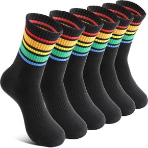 Welwoos 6 Pairs Kids Boys Socks Athletic Sport Crew Cotton Breathable Soft Socks