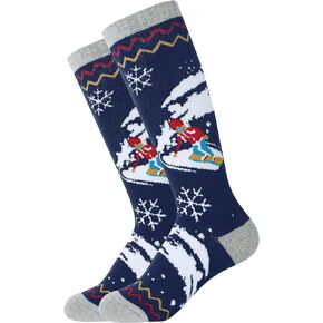 Zando Kids Ski Socks Winter Warm Socks Thermal Hiking Snowboarding Socks Thick Boot Socks for Boys Girls 1/2 Pairs