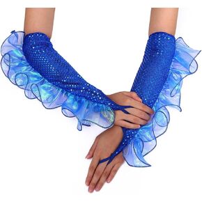 GEMILY Fashion Sequin Gloves Long Cosplay Fingerless Gloves Yarn Sparkly Rave Party Elastic Fairy Gloves for Women and Girls in Kuwait