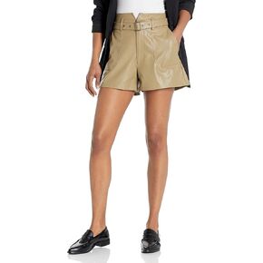PAIGE Women's Jonas Short Vegan Leather Slef Belt High Waisted in Dark Brushed Olive in Kuwait