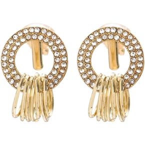Golden Hoop Clip On Earrings for Women Girls Cubic Zirconia Crystal Non Pierced in Kuwait
