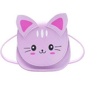 Mini Purse for Little Girls Cat Shoulder Saddle Bag Kitty Crossbody Purses Kid Cute Animal Flap Handbag Wallet