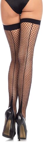 Leg Avenue Women's Fence Net Bow Top Thigh Highs Hosiery in Saudi Arabia