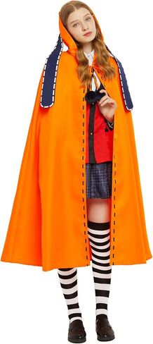 عباءة بغطاء للرأس باللون البرتقالي مع غطاء رأس لأذنين أرنب طويلة رداء هالوين كريسماس كوزبلاي للنساء، برتقالي، مقاس واحد in Kuwait