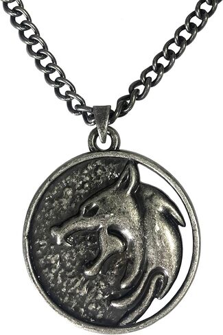 Jinx Netflix's The Witcher White Wolf Medallion Necklace + Wooden Collector Box, Authenic Show Replica in Saudi Arabia