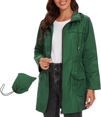 Century Star Packable Rain Jackets Waterproof Womens Rain Coats with Hood Lightweight Windbreaker Jacket in Kuwait