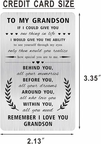 Alotozo Happy Birthday Grandson Card, Birthday Gifts for Grandson, to My Grandson Bday Engraved Wallet Card Inserts in Saudi Arabia