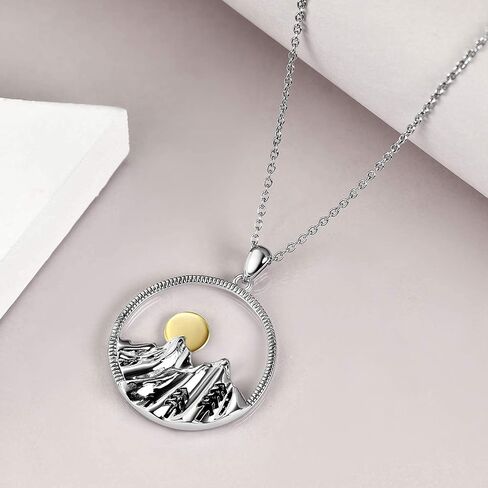 YFN Mountain Jewelry Set Sterling Silver Mountain Range Ocean Wave Necklace Earrings Nature Jewelry Gift for Skiers, Hikers, Campers, Climbers,Nature Lovers and Ocean Lovers. in Saudi Arabia