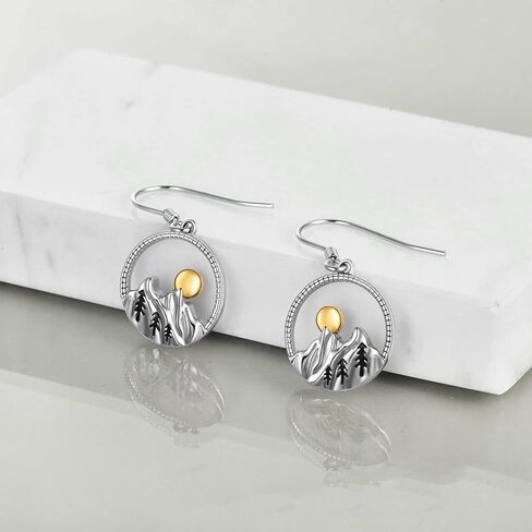 YFN Mountain Jewelry Set Sterling Silver Mountain Range Ocean Wave Necklace Earrings Nature Jewelry Gift for Skiers, Hikers, Campers, Climbers,Nature Lovers and Ocean Lovers. in Saudi Arabia