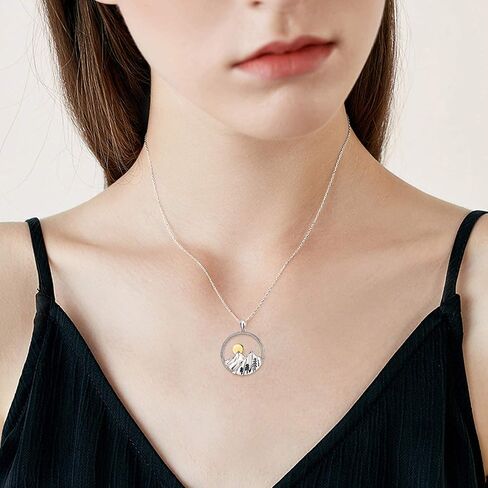 YFN Mountain Jewelry Set Sterling Silver Mountain Range Ocean Wave Necklace Earrings Nature Jewelry Gift for Skiers, Hikers, Campers, Climbers,Nature Lovers and Ocean Lovers. in Saudi Arabia