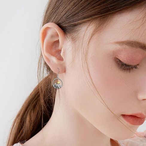 YFN Mountain Jewelry Set Sterling Silver Mountain Range Ocean Wave Necklace Earrings Nature Jewelry Gift for Skiers, Hikers, Campers, Climbers,Nature Lovers and Ocean Lovers. in Saudi Arabia