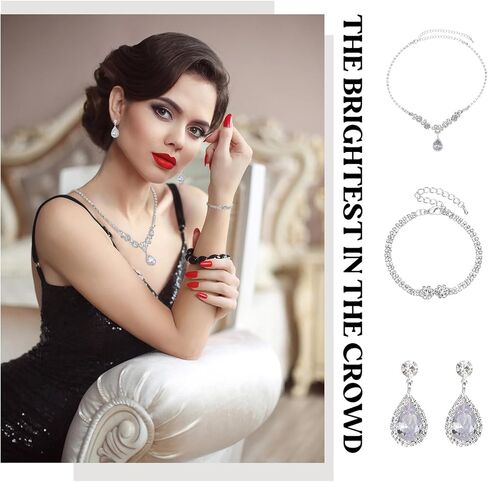 فو يامب 4 قطع حقيبة كلاتش للنساء مجموعة مجوهرات مسائية من حجر الراين مجموعة بلينغ قلادة واقراط واساور للزفاف، الماس كما هو موضح, الماس, كما هو موضح in Kuwait