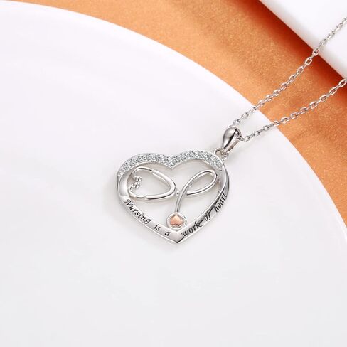 925 Sterling Silver Nurse Necklace Ring Earrings Stethoscope Jewelry Set Gifts for Nurse Graduation Doctor Medical Student in Kuwait