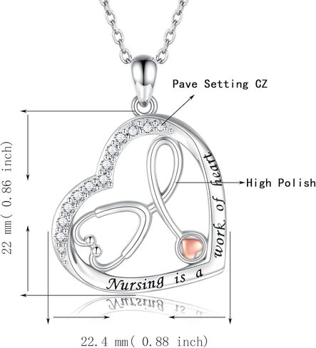 925 Sterling Silver Nurse Necklace Ring Earrings Stethoscope Jewelry Set Gifts for Nurse Graduation Doctor Medical Student in Kuwait