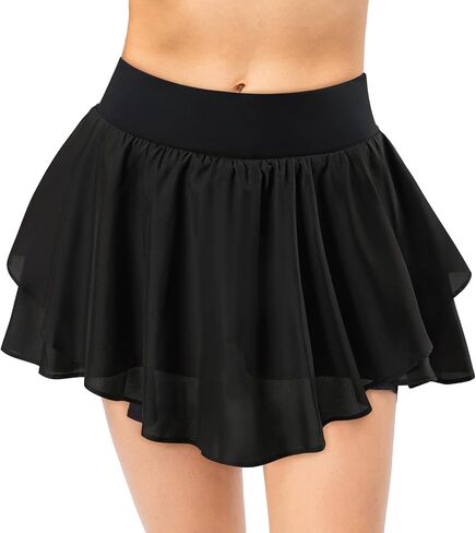 تنانير التنس الرياضية النسائية ذات الكشكشة المزدوجة من CuteStreet مع شورتات الجيب، تنانير الجولف الحريرية المتدفقة، تنانير الجري in Kuwait