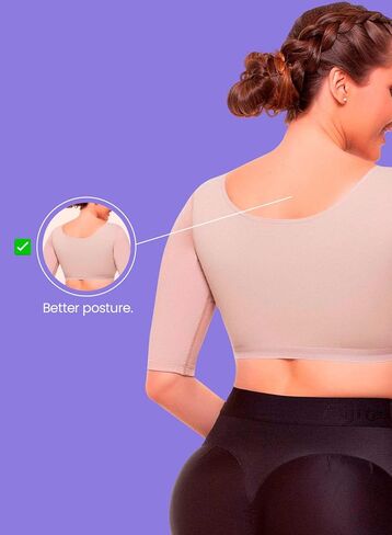 حمالة صدر نسائية من Fajitex مصحح لوضعية الجسم بعد العمليات الجراحية مع أكمام براسير بعد العملية 022100 (بيج، متوسط) in Kuwait