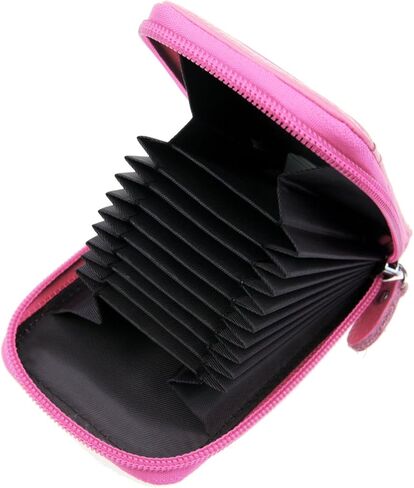 DEEZOMO RFID Blocking Genuine Leather Mini Credit Card Case Organizer Compact Wallet with ID Window - Black in Kuwait