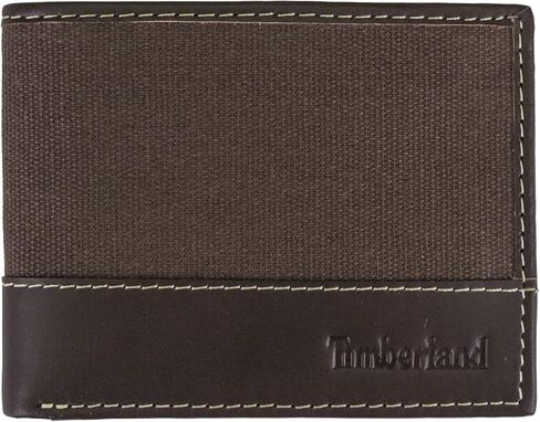 Timberland Men's Baseline Leather Canvas Wallet with Attached Flip Pocket in Saudi Arabia