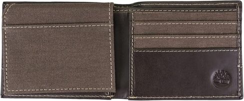 Timberland Men's Baseline Leather Canvas Wallet with Attached Flip Pocket in Saudi Arabia