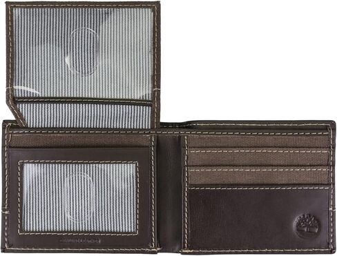 Timberland Men's Baseline Leather Canvas Wallet with Attached Flip Pocket in Saudi Arabia