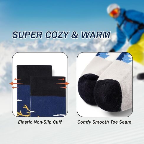 Ski Socks Kids Boys Winter Warm Snow Socks Thick Thermal Skating Snowboarding Skiing Socks for Boys Girls 3 Pack in Saudi Arabia