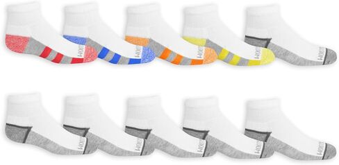 Fruit Of the Loom Boys' Durable Cushion Ankles Socks (10 Pack), White, Medium in Saudi Arabia