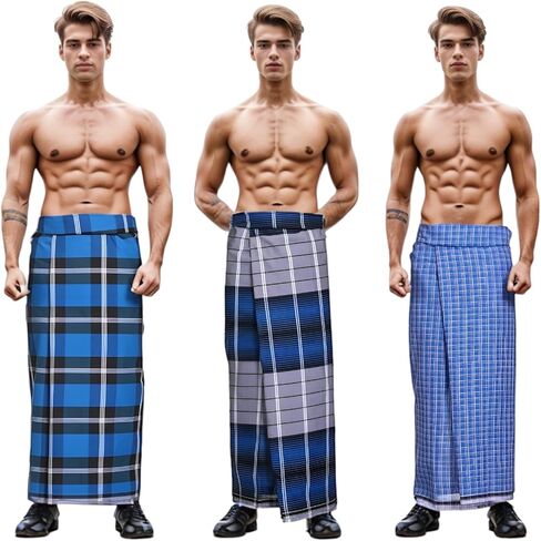 ثيرد اي اكسبورت طقم ملابس لافالافا مصنوع من القطن بنسبة 100% للرجال من هاندلوم، طقم من 3 قطع من قماش لافالافا، فيشتي للرجال من موندو كيرالا in Kuwait