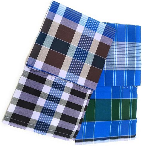 ثيرد اي اكسبورت طقم ملابس لافالافا مصنوع من القطن بنسبة 100% للرجال من هاندلوم، طقم من 3 قطع من قماش لافالافا، فيشتي للرجال من موندو كيرالا in Kuwait