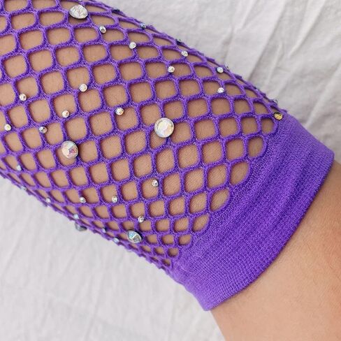 aoozleny Women Girls Rhinestone Fingerless Fishnet Gloves,Fish Net Arm Sleeve for 80s Party Halloween in Kuwait