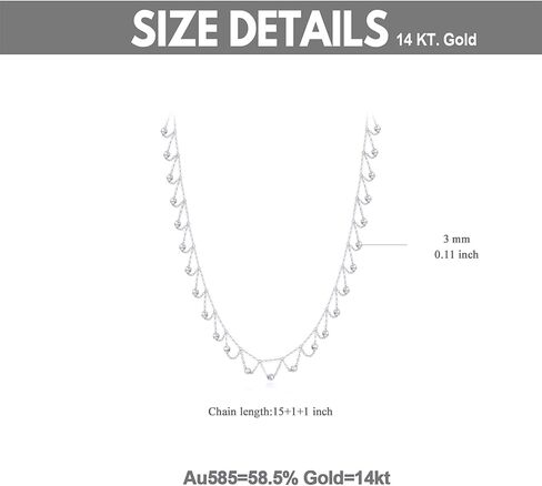 sisgem 14k الذهب الخرزة محطة المختنق قلادة للنساء، سلسلة الكرة المتدلية هدايا المجوهرات لها، 15-17 بوصة in Saudi Arabia