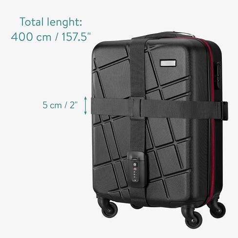 Navaris TSA Luggage Strap - Secure Adjustable Strap for Suitcases with Combination Lock - Lockable Cross Case Travel Belt for Luggage with ID Tag - Bright Green in Saudi Arabia