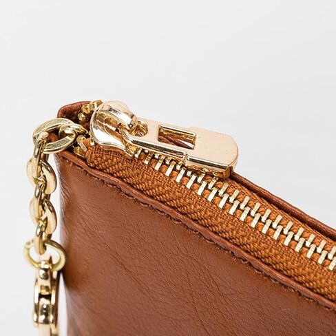 محفظة نقود معدنية جلدية بسحاب مع سلسلة مفاتيح من يزيكيما، منظم للعملات المعدنية، حامل التغيير، حافظة بطاقات، حقيبة تخزين جلدية صغيرة بسحاب للرجال والنساء، بني، 4.33 × 2.75 × 0.69 انش، ريترو كلاسيك, in Kuwait