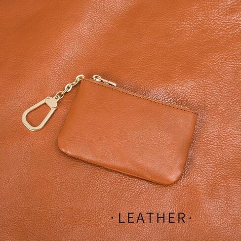 محفظة نقود معدنية جلدية بسحاب مع سلسلة مفاتيح من يزيكيما، منظم للعملات المعدنية، حامل التغيير، حافظة بطاقات، حقيبة تخزين جلدية صغيرة بسحاب للرجال والنساء، بني، 4.33 × 2.75 × 0.69 انش، ريترو كلاسيك, in Kuwait