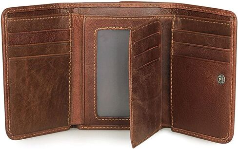LITTLE · GRASS Leather Minimalist Trifold wallet for Men with RRID Protection and coin purse (Rfid Blocking with Coin Purse Dark Brown) in Saudi Arabia