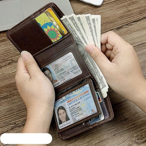 LITTLE · GRASS Leather Minimalist Trifold wallet for Men with RRID Protection and coin purse (Rfid Blocking with Coin Purse Dark Brown) in Saudi Arabia