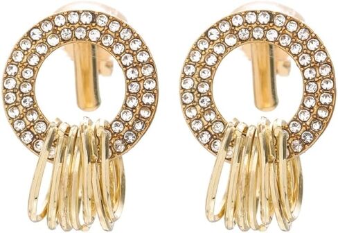Golden Hoop Clip On Earrings for Women Girls Cubic Zirconia Crystal Non Pierced in Kuwait