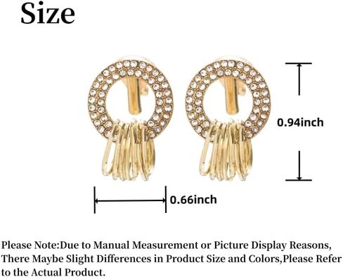 Golden Hoop Clip On Earrings for Women Girls Cubic Zirconia Crystal Non Pierced in Kuwait