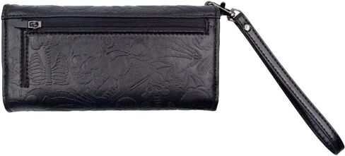 kreepsville 666 Gothic Embossed Skull Death Bat Trifold Women's Wristlet Wallet in Saudi Arabia