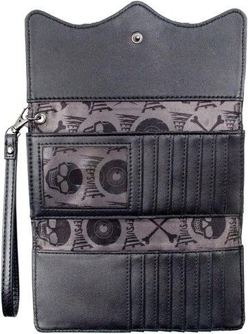 kreepsville 666 Gothic Embossed Skull Death Bat Trifold Women's Wristlet Wallet in Saudi Arabia
