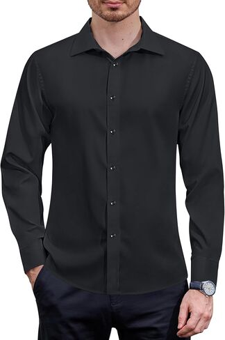 قمصان بقصة ضيقة من Lion Nardo للرجال بأكمام طويلة قمصان كاجوال بأزرار للأسفل قمصان خالية من التجاعيد ودرع البقع in Kuwait