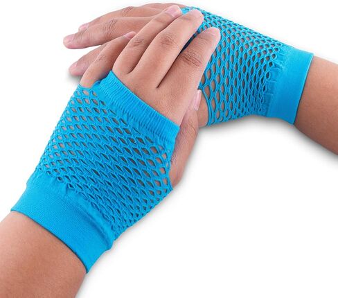 Fingerless Fishnet Neon Gloves for Parties, Costumes (12pk) in Saudi Arabia