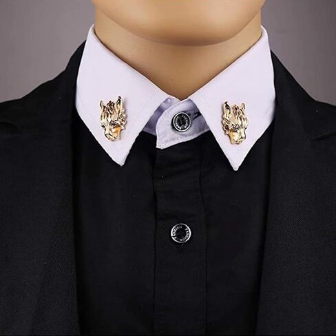 Punk Wolf Head Long Chain Brooch, Gold/Silver Chain Tassel Brooch Pin, Cool Animal Head Collar Coat Pin for Men's Corsage Pin in Saudi Arabia