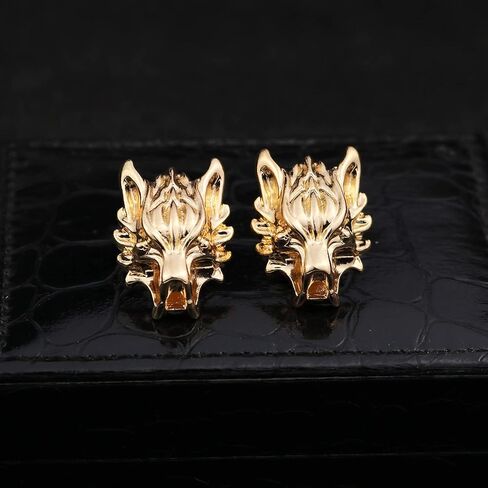 Punk Wolf Head Long Chain Brooch, Gold/Silver Chain Tassel Brooch Pin, Cool Animal Head Collar Coat Pin for Men's Corsage Pin in Saudi Arabia