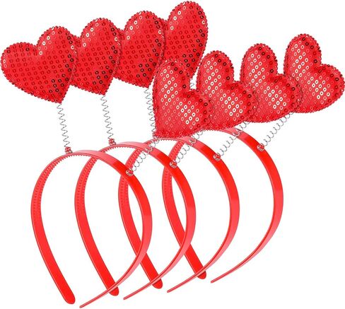 Zhehao 4 Pack Valentine's Day Heart Headband Heart Headbopper Valentine Red Plastic Headband for Holiday Costume Party in Saudi Arabia