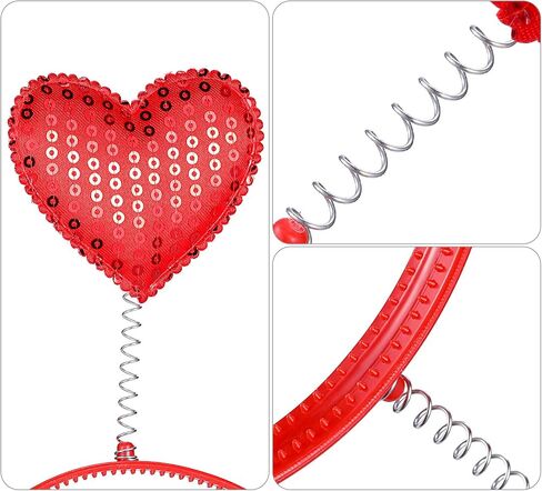 Zhehao 4 Pack Valentine's Day Heart Headband Heart Headbopper Valentine Red Plastic Headband for Holiday Costume Party in Saudi Arabia