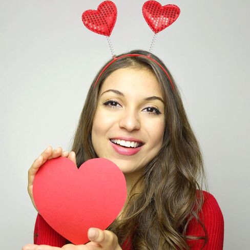 Zhehao 4 Pack Valentine's Day Heart Headband Heart Headbopper Valentine Red Plastic Headband for Holiday Costume Party in Saudi Arabia