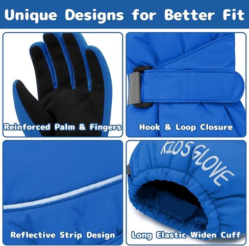 Olreco Kids Snow Gloves for Boys Toddler Waterproof Gloves Girls Winter Gloves Kids Gloves Winter Waterproof Kids Ski Gloves in Kuwait