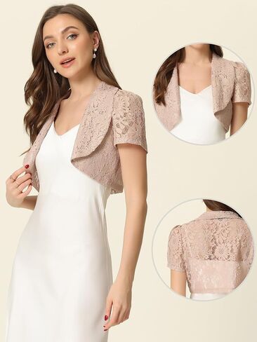 Allegra K Floral Lace Shrug for Women's Work Crop Cardigan Wedding Guest Elegant Bolero in Saudi Arabia