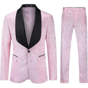 Boyland Mens 2 Pieces Paisley Suit Slim Fit Single Breasted Shawl Lapel Suit Jacket Trousers Party Suit in Kuwait